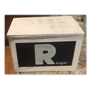 Recipe Card Wooden Box (White)